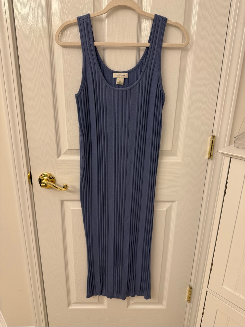 Club Monaco Ribbed Tank Midi Dress - Slate Blue